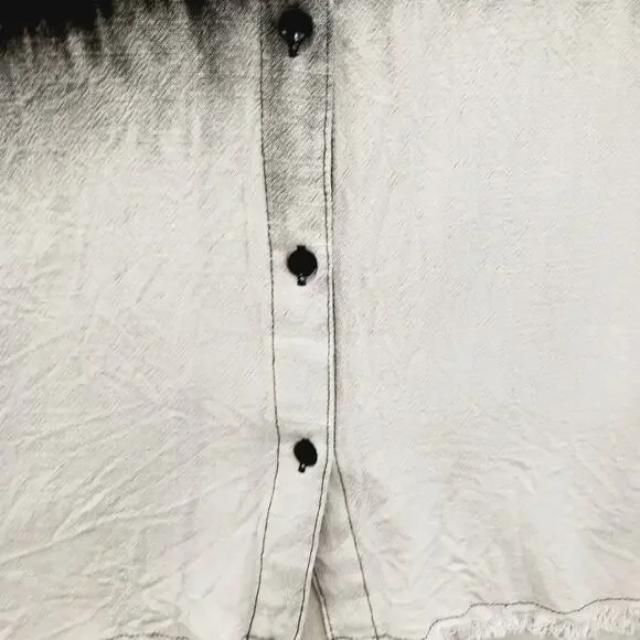 Blouse Size S Black Beige Ombre Linen Whimsycore Y2K Festival Edgy Soft Grunge - Picture 3 of 13